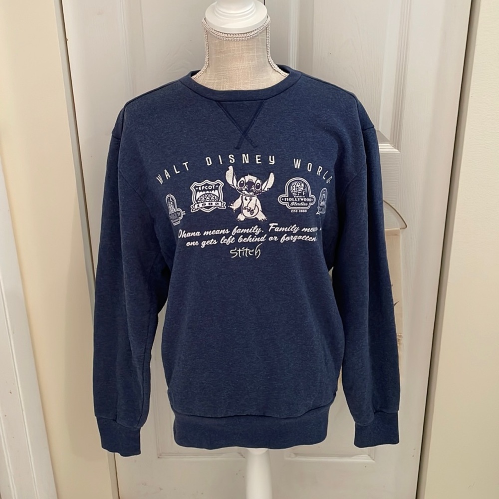 Disney Parks Walt Disney World Blue Lilo and Stitch Embroidered Sweatshirt